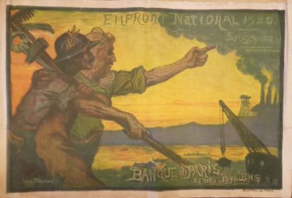 Affiche publicitaire Affiche publicitaire pour l'emprunt de 1920 à la banque de Paris...