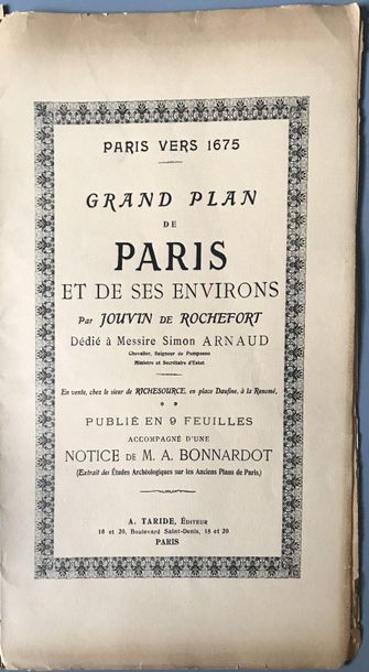 "GRAND PLAN DE PARIS et ses Environs par Jouin et Rochefort", A. TARDIEU Editeur"...