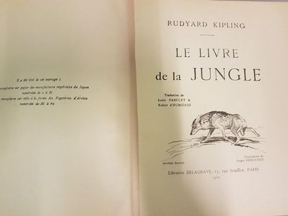 KIPLING Rudyard, le livre de la jungle, Librairie Delagrave, Paris, 1930, illustrations...
