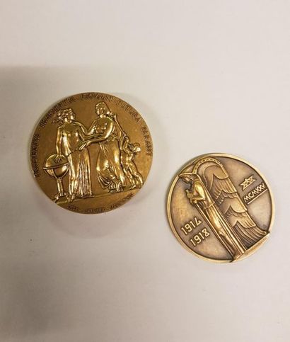 Deux médailles Médaille en bronze, Paris, [Lavrillier (A.)] vue du monument de l'Hartmannswillerkopf...