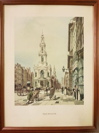 Lot de 4 gravures anglaises en couleur et encadrées : « St James Palace », « The...