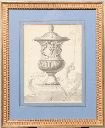 null 
French school of the 18th century
Project of a basin for a park
Pen and black...