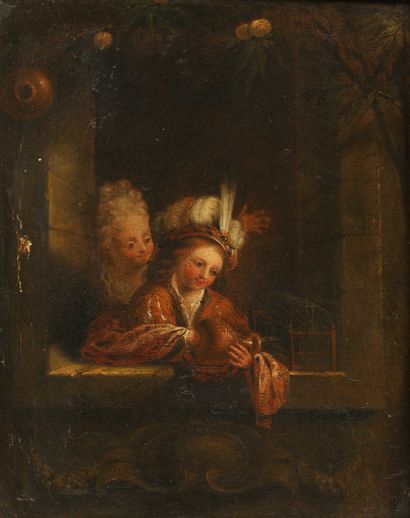 null 
Dutch school of the 18th century following Caspar NETSCHER
Two Children Playing...