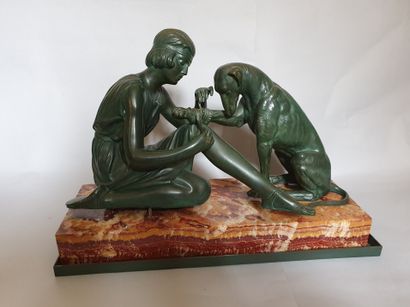 null 
Demeter CHIPARUS (1886-1947), after
The Hunting Accident
Bronze with green...