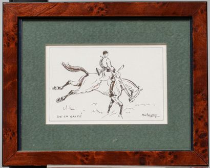 Didier de MARTIMPREY 
*Didier DE MARTIMPREY. Driver on horseback. Small ink drawing,...