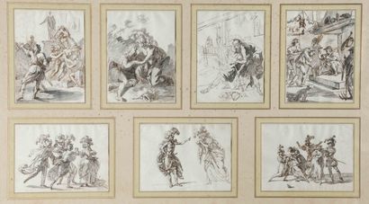 null 
French school of the 18th century
Montage comprising seven vignettes: theatrical...