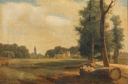 null 
Attributed to Jacques Claude COLLET (Paris 1792 - ?)
View of a landscape with...
