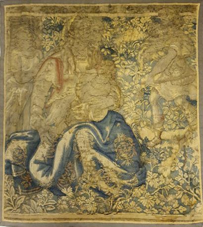 null 
Flemish tapestry fragment of the 17th century
A Virgin and Child and a Saint...