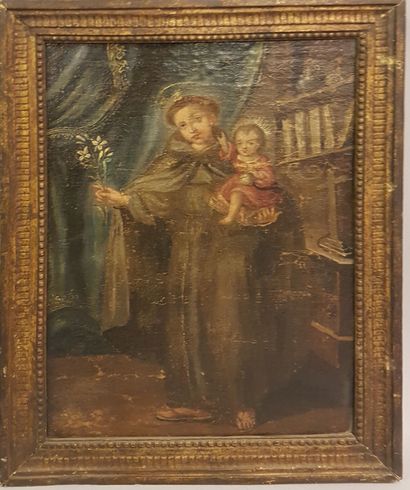 null 
18th century FRENCH SCHOOL
Saint Francis
Oil on canvas mounted on isorel
44...