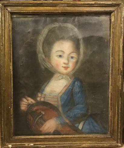 null 
École française de la fin du XVIIIème siècle
Portrait de jeune fille à l’instrument
Pastel...