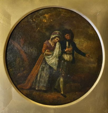 null 
French school of the 19th century
Couple
Oil on copper with oval view
Some...