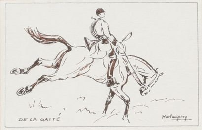 Didier de MARTIMPREY 
*Didier DE MARTIMPREY. Driver on horseback. Small ink drawing,...