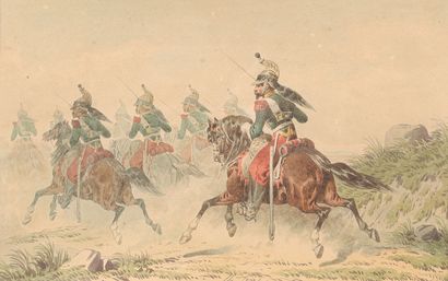 Théodore Fort (1810/1896) Theodore Fort (1810/1896), watercolor drawing: Charge of...