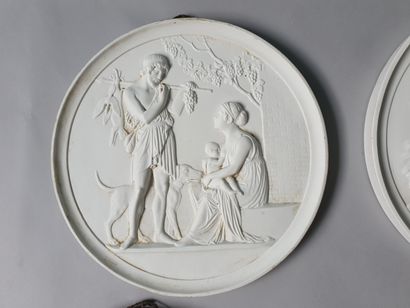 null 
Set of 4 biscuit medallions decorated with antique scenes symbolizing the four...
