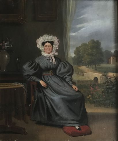 PINGRET 
PINGRET
Portrait of a seated woman
Oil on canvas signed and dated 1837 lower...