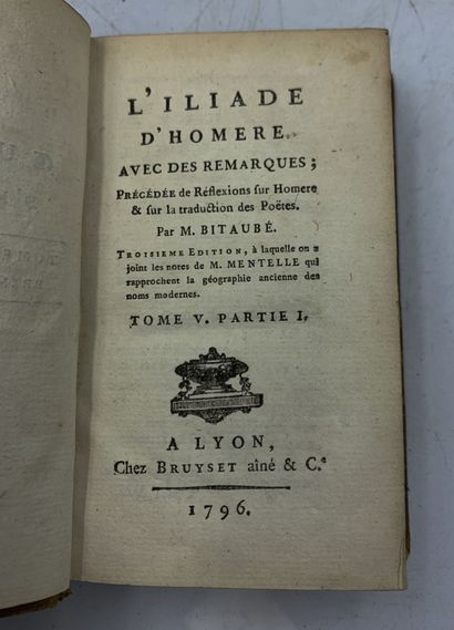 [LITTERARURE] 6 vol [LITTERARURE] 6 vol

- BITAUBE, L'odyssée, 3e édition, tome V...