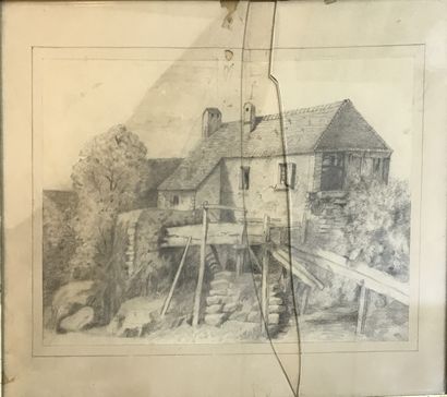 Lot comprenant : Lot comprising : 

- School of the XIXth century, View of the house,...