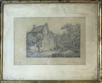 Lot comprenant : Lot comprising : 

- School of the XIXth century, View of the house,...