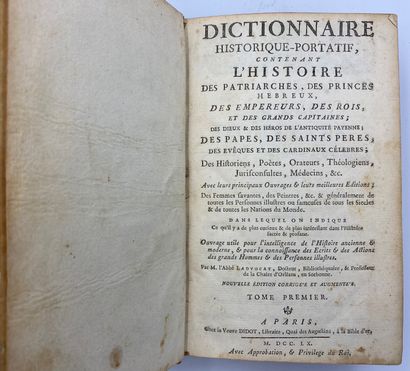 null LADVOCAT] 3 vols. 


LADVOCAT (abbé), Dictionnaire historique portatif contenant...