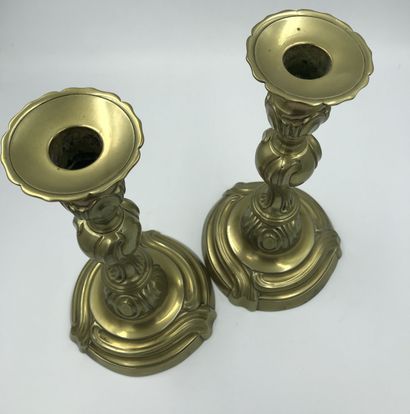 null TWO CANDLES in gilded metal in the rocaille style