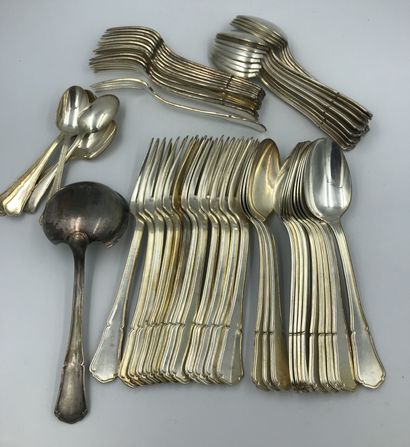 null silver plated cutlery set with violated spatula including : twelve cutlery sets,...