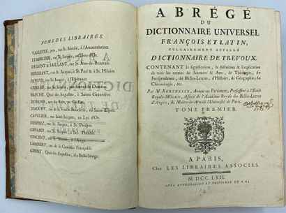 null TREVOUX] 3 vols. 


Abrégé du dictionnaire universel françois et latin vulgairement...