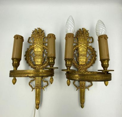 null 
Pair of Empire style gilt metal sconces

