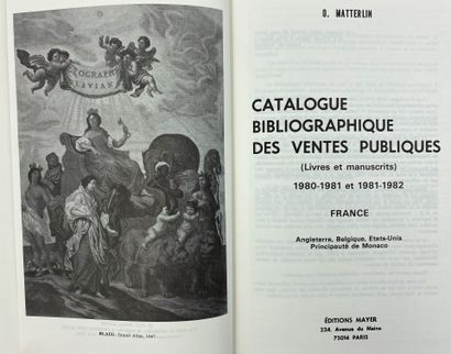 null [BIBLIOPHILIE- LIVRE- ARGUS] 14 vol. 


- O MATTERLIN, catalogue bibliographique...