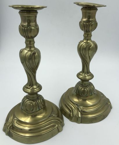 null TWO CANDLES in gilded metal in the rocaille style