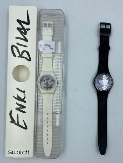 SWATCH & Enki BILAL SWATCH & Enki BILAL

Deux montres bracelet en plastique : l'une...