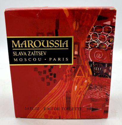 MAROUSSIA MAROUSSIA "Slava Zaitsev 

Red glass bottle, round shape. Titled in gold...