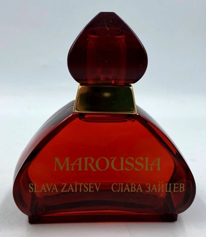MAROUSSIA MAROUSSIA "Slava Zaitsev 

Red glass bottle, round shape. Titled in gold...