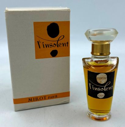 F. MILLOT " L'insolent " F. MILLOT " L'insolent ". 

Glass bottle, titled label....