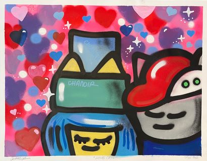 CHANOIR CHANOIR

"LOVE CATS", 2020

Mixed media on paper signed lower left, titled...