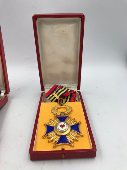 Lot de sept médailles commémoratives : une ressemble à l’Ordre du Lion et du Soleil...