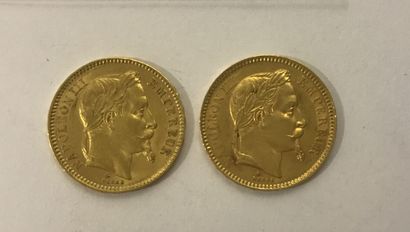 DEUX PIECES de 20 Francs or 1864 et 1862 DEUX PIECES de 20 Francs or 1864 et 1862

Poids...