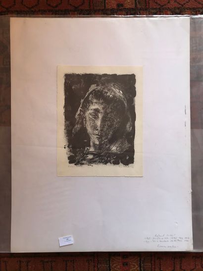 Roland OUDOT, Sans titre (Paysage), lithographie en noir, signée en bas à gauche,...