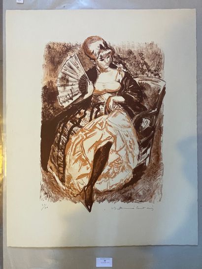 BERTHOMMIE BERTHOMMIE 

Saint André et Femme à l'éventail, 

Deux lithographies en...