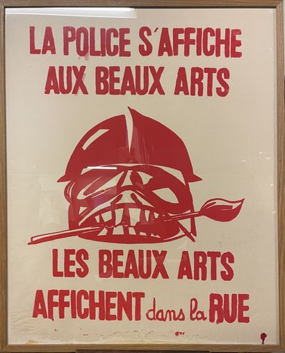 Affiche mai 68 _Atelier des Beaux-Arts " LA POLICE S 'AFFICHE AUX BEAUX-ARTS" Affiche...