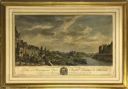D'après Chevalier de De L'Espinasse, Vue intérieure de Paris représentant le port...