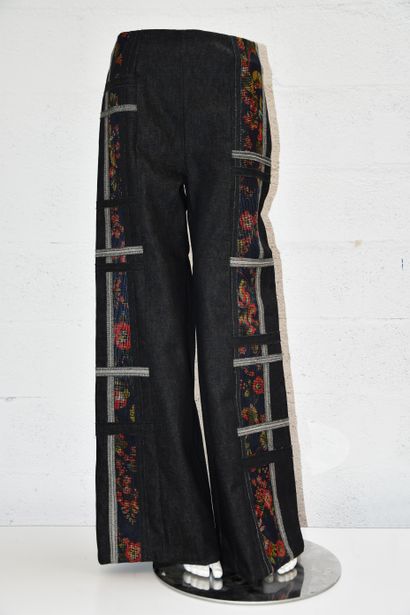 Matilde de LuigiLeonor Schmidt Palazzo pants in denim and printed net. Zipper on...