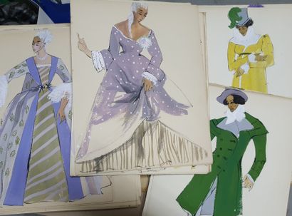 2 albums de costumes : costumes des différentes époques historiques et dessins de...