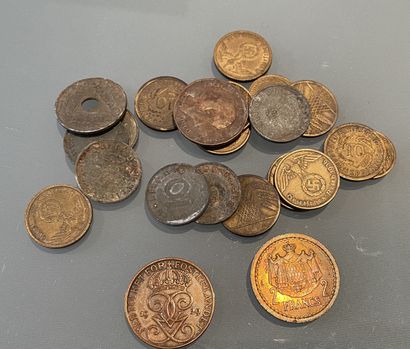 Lot de pièces de monnaie du REICH Pfennig et diverses Lot de pièces de monnaie du...