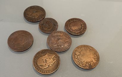 Lot comprenant: Lot comprenant: 

- 5 Pièces de 5 centimes, Royaume de Sardaigne,...