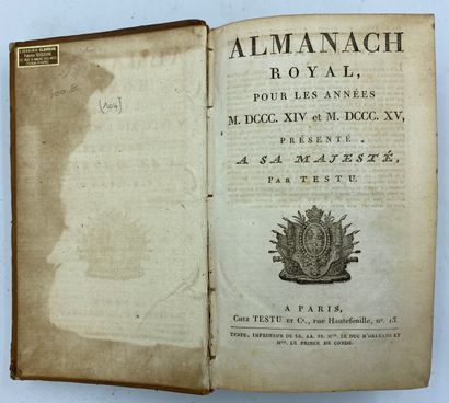 ALMANACH 1814-1815, Testu à Paris, reliure basane, 1 ol in-8 ALMANACH 1814-1815,...