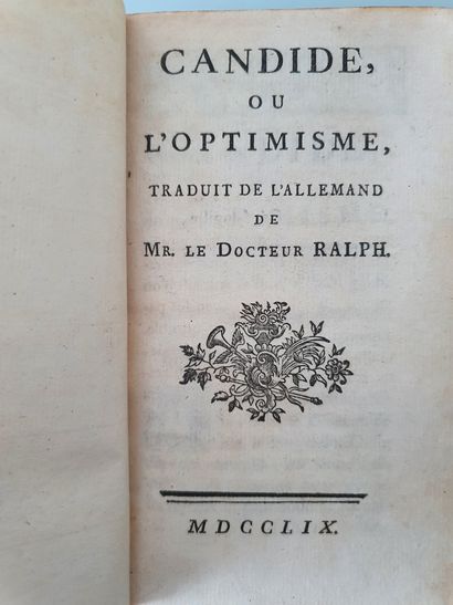 [VOLTAIRE, François Marie Arouet de (1694-1778)]. Candide ou l’optimisme. Traduit...