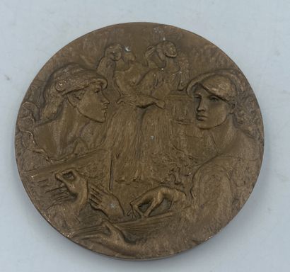 Médaille en bronze cuivré hommage à Dante Gabriel ROSETTI Médaille en bronze cuivré...