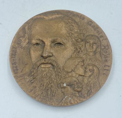 Médaille en bronze cuivré hommage à Dante Gabriel ROSETTI Médaille en bronze cuivré...