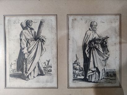 D'après Callot, Deux gravures "Saint André" et "Saint Pierre" D'après Callot, Deux...