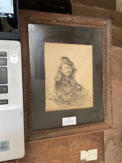 D'après Rembrandt D'après Rembrandt

Autoportrait

Gravure en noir 

18 x 14 cm